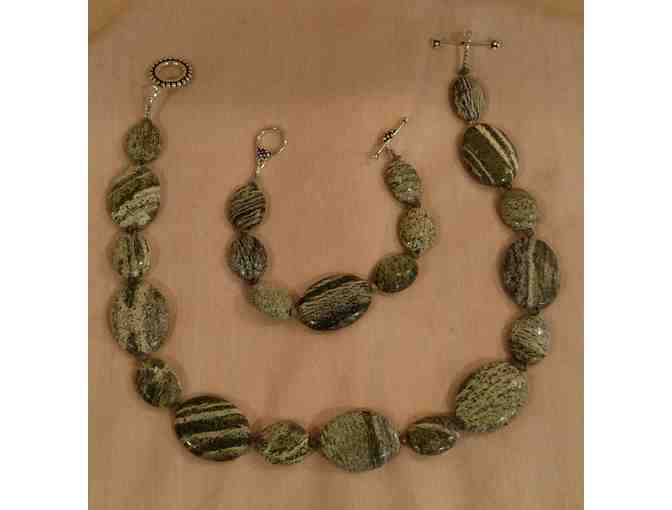 Zebra Jasper Necklace and Bracelet Set