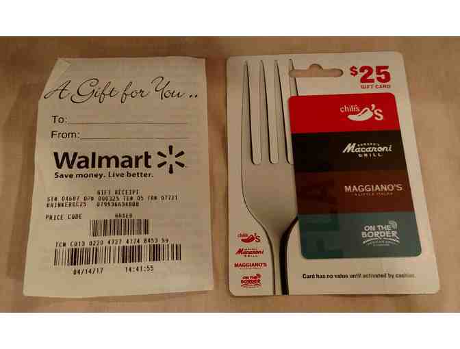 $25 Gift Card to Chili's, Maccaroni Grill, Maggiano's or On the Border