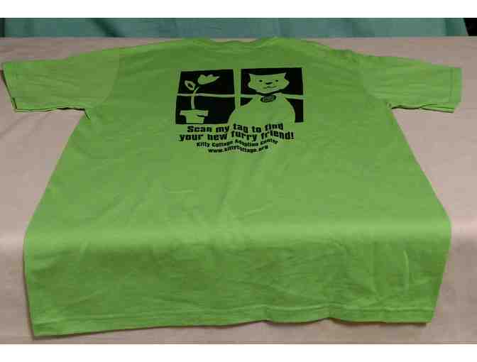 Adult Medium Kitty Cottage Crew Neck T-Shirt in Lime Green