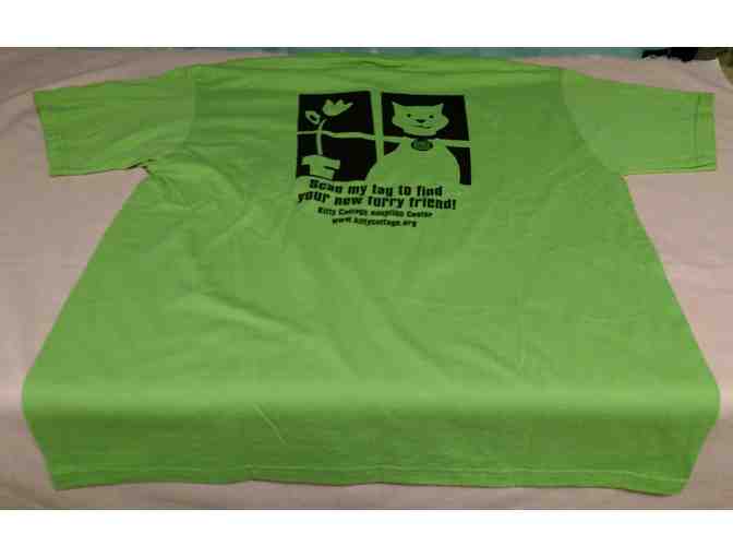 Adult Large Kitty Cottage Crew Neck T-Shirt in Lime Green - Photo 4
