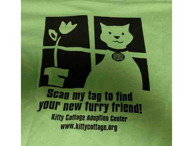 Adult Large Kitty Cottage Crew Neck T-Shirt in Lime Green