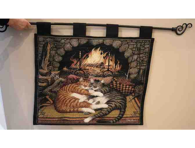 All Burned Out Cat Tapestry Wall Hanging with Wrought Iron Frame - Photo 1