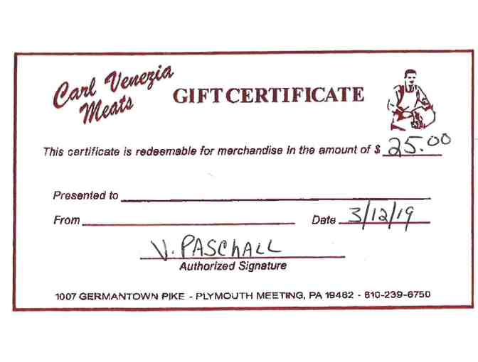 $25 Gift Certificate to Carl Venezia Meats - Photo 1