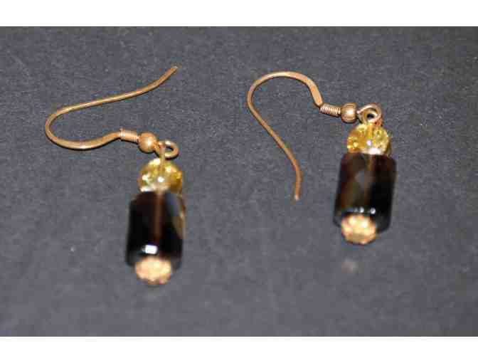 Gold Plated Sterling Earrings with Genuine Stones and Glass Beads - Photo 1