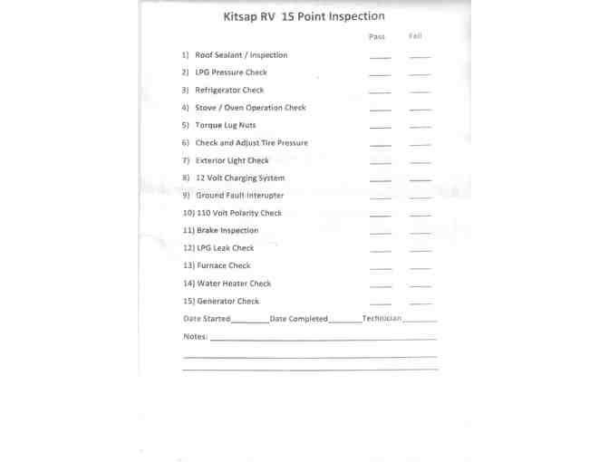 Kitsap RV 15 Point Inspection