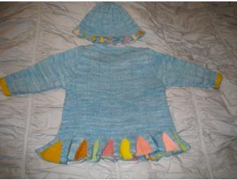 Adorable Handknit sweater and hat for girl aged 12-18 months
