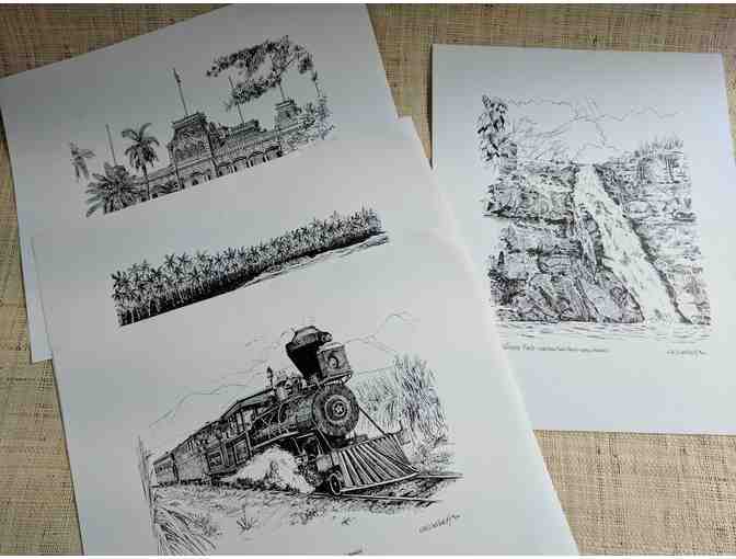 Vintage Pen and Ink Lithographs