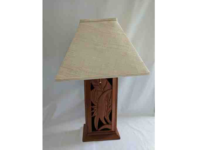 Hand Carved Mahogany Lamp