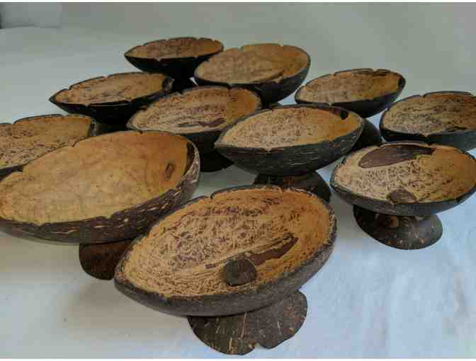 11 Vintage Pear-Shaped Luau Coconut Goblets