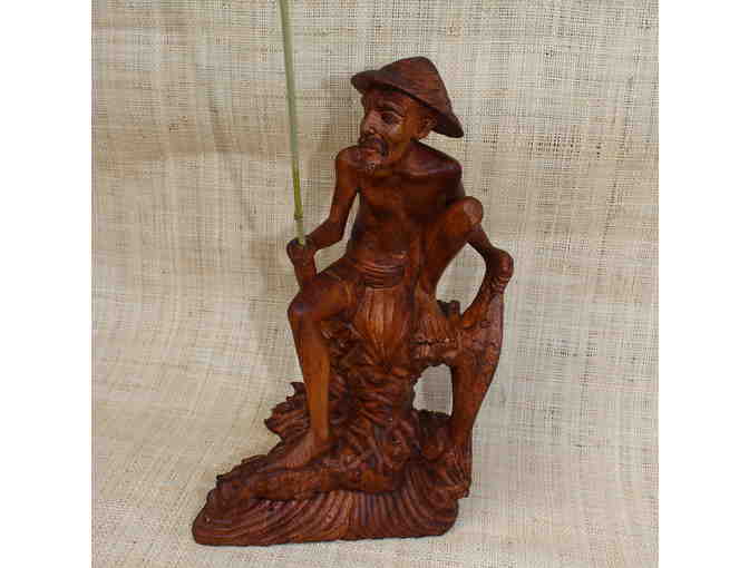 Fisherman: Acacia Wood Sculpture