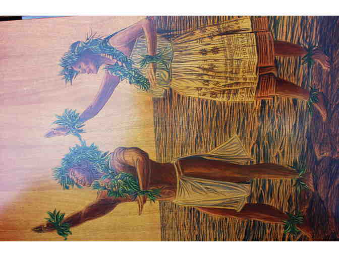 Original Wood Burned Oil Painting Diptych on Mango by  Kawika Gallegos