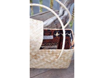 Lauhala Handbag with Tapa Fabric Lining