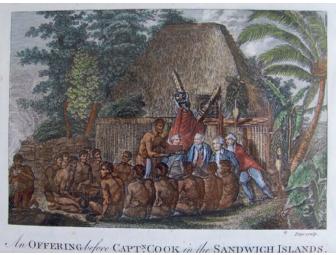 2 Antique, Hand Colored Engravings of Hawaiian Scenes