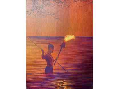 Limited Edition Torchlight Fisherman Giclee by Kawika Gallegos