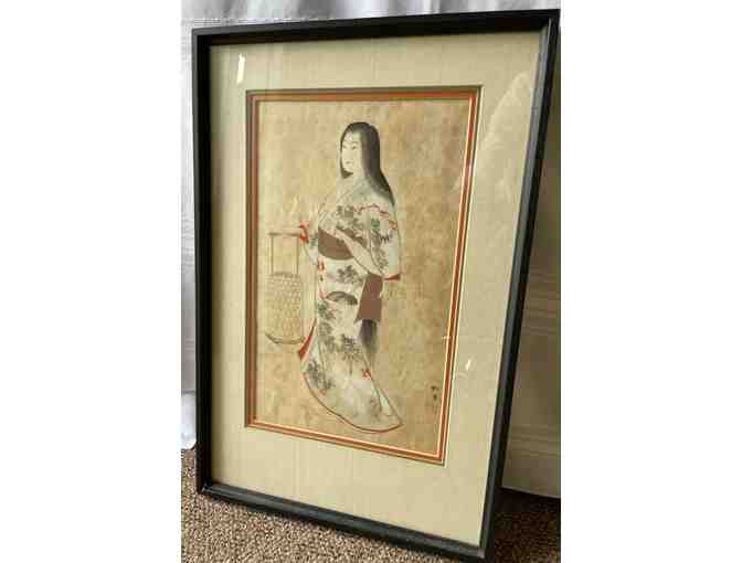 Framed woman in kimono (approx 18"x12") - Photo 1