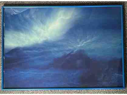 Blue framed photo of Mt Haleakala (approx 23'x16')