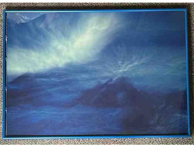 Blue framed photo of Mt Haleakala (approx 23'x16') - Photo 1