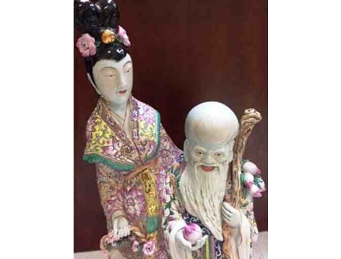 Mythical Chinese God and Attendant Statue