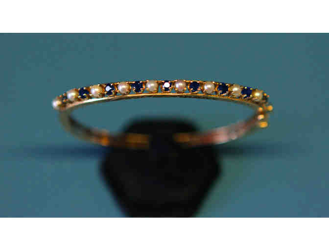 Sapphire & Pearl Bangle Bracelet, Circa 1910