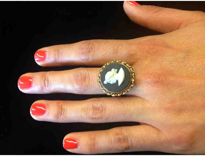 Wedgewood Cameo Ring set in 9K Yellow Gold , with British Hallmarks