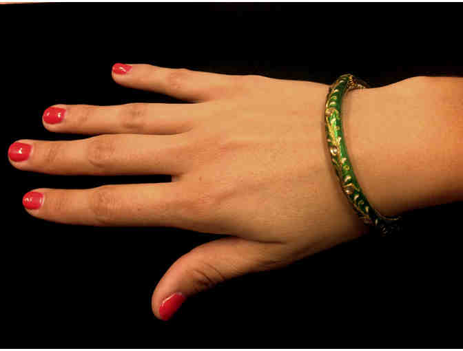 Vintage Indian 'Wedding' Bracelet in 22K YG with enamel decoration and rose-cut diamonds