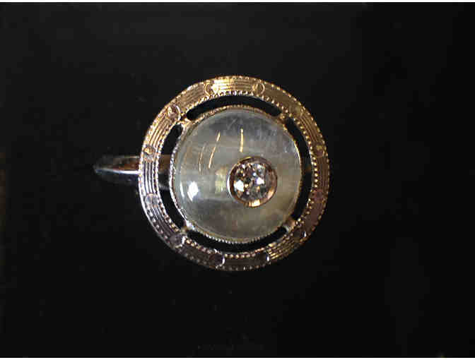 Art Deco Ring, Circa 1930 -  Set in 14K WG with Quartz Crystal & 1 Diamond - Photo 2