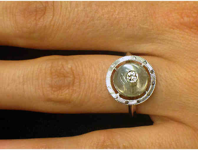 Art Deco Ring, Circa 1930 -  Set in 14K WG with Quartz Crystal & 1 Diamond - Photo 1