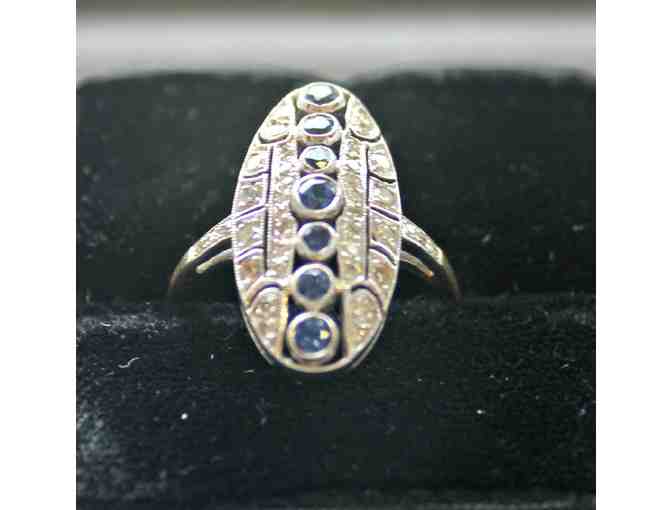Art Deco Sapphire & Diamond Ring, 18K Yellow/White Gold - Circa 1930
