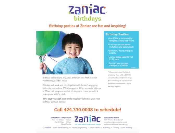 Zaniac Santa Monica: Birthday Party for 20 Kids