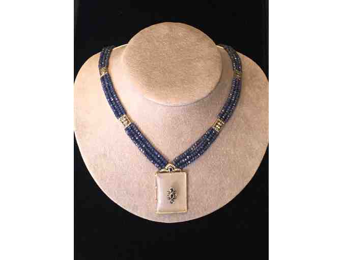 Diamond Necklace & Sapphire Bead , Set in 18K Gold - Circa 1920