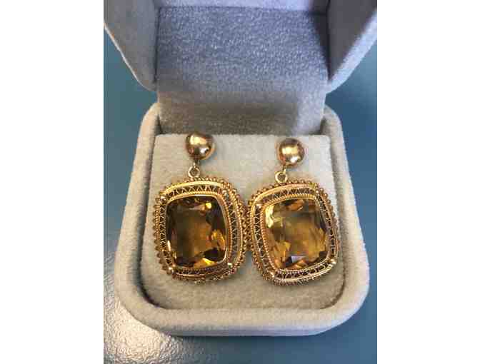 Antique Citrine Earrings, Set in 14K Rose Gold - Circa 1890