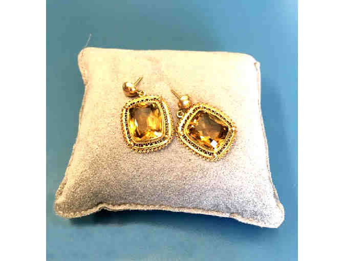 Antique Citrine Earrings, Set in 14K Rose Gold - Circa 1890