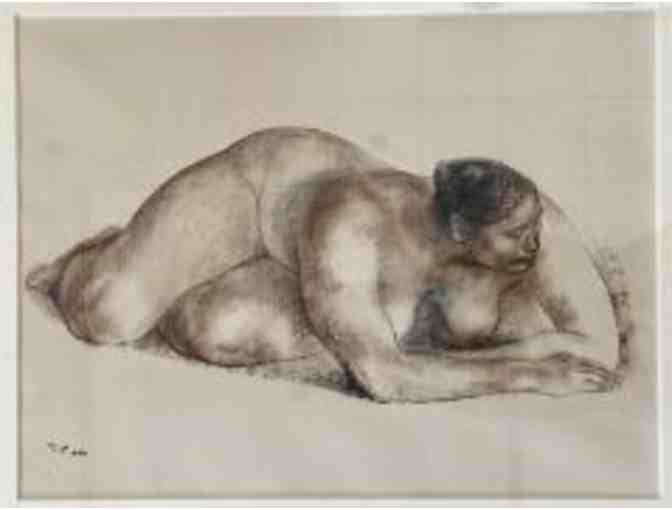 Francisco Zuniga, 1966: 'Reclining Nude' Pastel & Charcoal on Paper, Handsigned