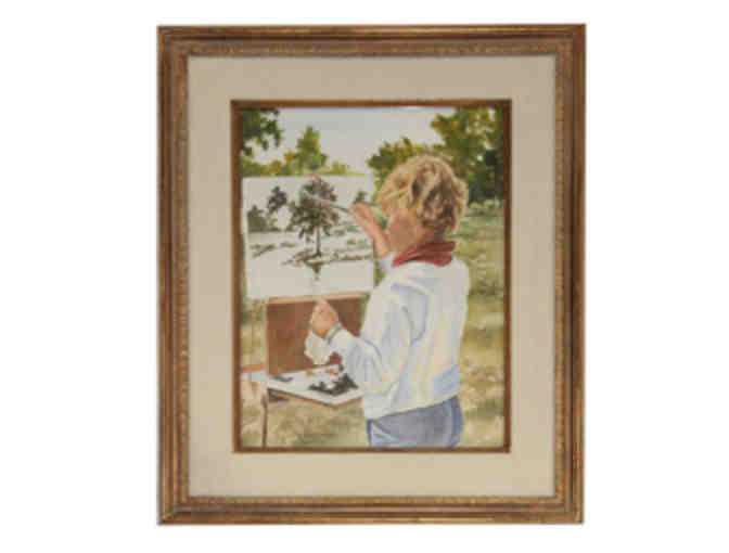 Boy painting tree, framed painting - Photo 1
