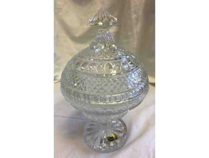 German Crystal Candy Dish with Lid. 'BLEIKRISTALL 24% Pbo' sticker
