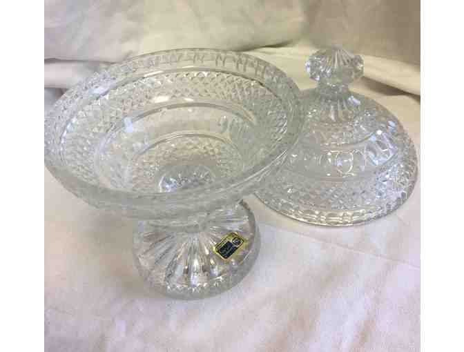 German Crystal Candy Dish with Lid. 'BLEIKRISTALL 24% Pbo' sticker