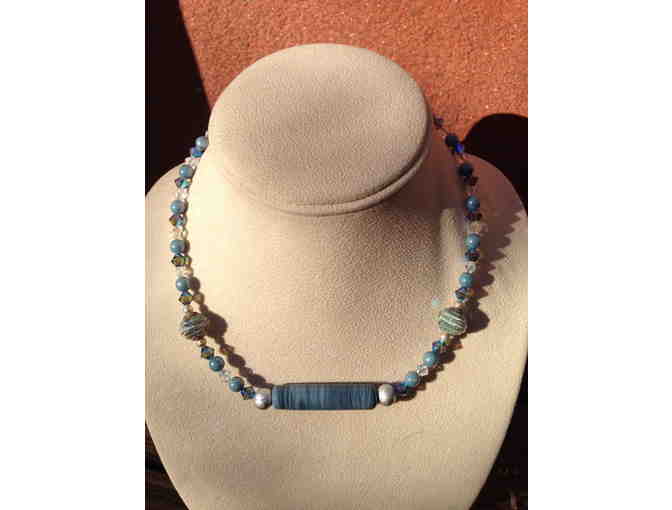 Dazzling Denim Glass Bead and Lampwork Necklace