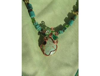 Turquoise and Copper Necklace by Pueblo of Laguna Artist, Clara Fernando