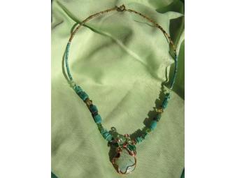 Turquoise and Copper Necklace by Pueblo of Laguna Artist, Clara Fernando