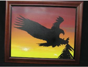 Native American Paintings 'Sunset' and 'Eagle Alights' by Danny Tocktoo