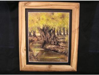 Dan Godfrey Original Oil Pastel, framed in Corrales Pear wood