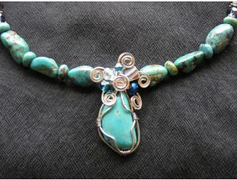 Turquoise and Silver Necklace by Pueblo of Laguna Artist, Clara Fernando