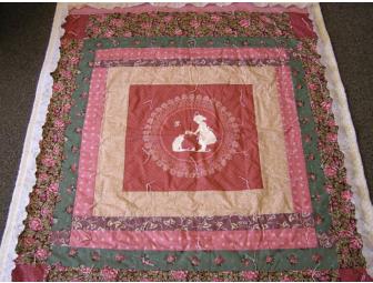Handmade Quilt with Girl and Cat by Kepher Ceph