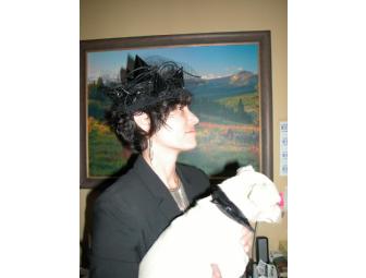 Unique Designer Hat and Matching Lap Dog Collar by Taos artist, Katy George