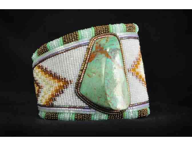 'North meets South' Turquoise beaded cuff by Todd LoneDog Bordeaux