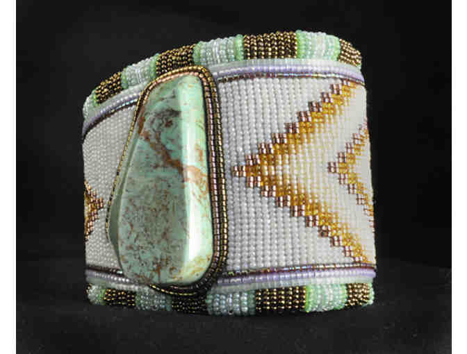 'North meets South' Turquoise beaded cuff by Todd LoneDog Bordeaux