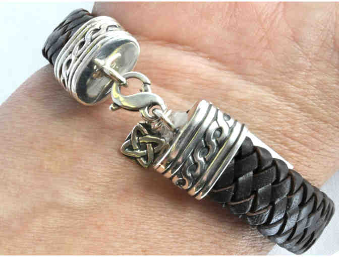 Celtic Silver/ Woven Leather Bracelet by Relective Images, SFe