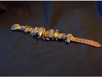 Leather Strap Bracelet with Sterling Silver, Brass and Copper Metal Work