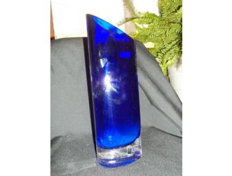 Blue Handcut Crystal Vase