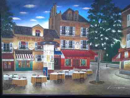 "Hotel de la Seine" Painting on Canvas, Signed by Antoine